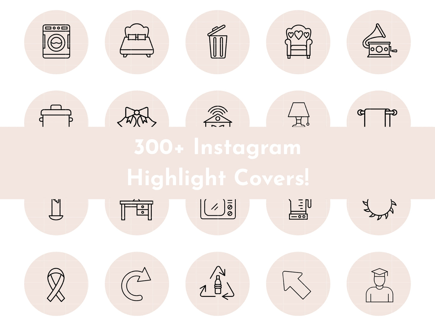 300+ Light Pink Line Art Instagram Highlight Cover Icons
