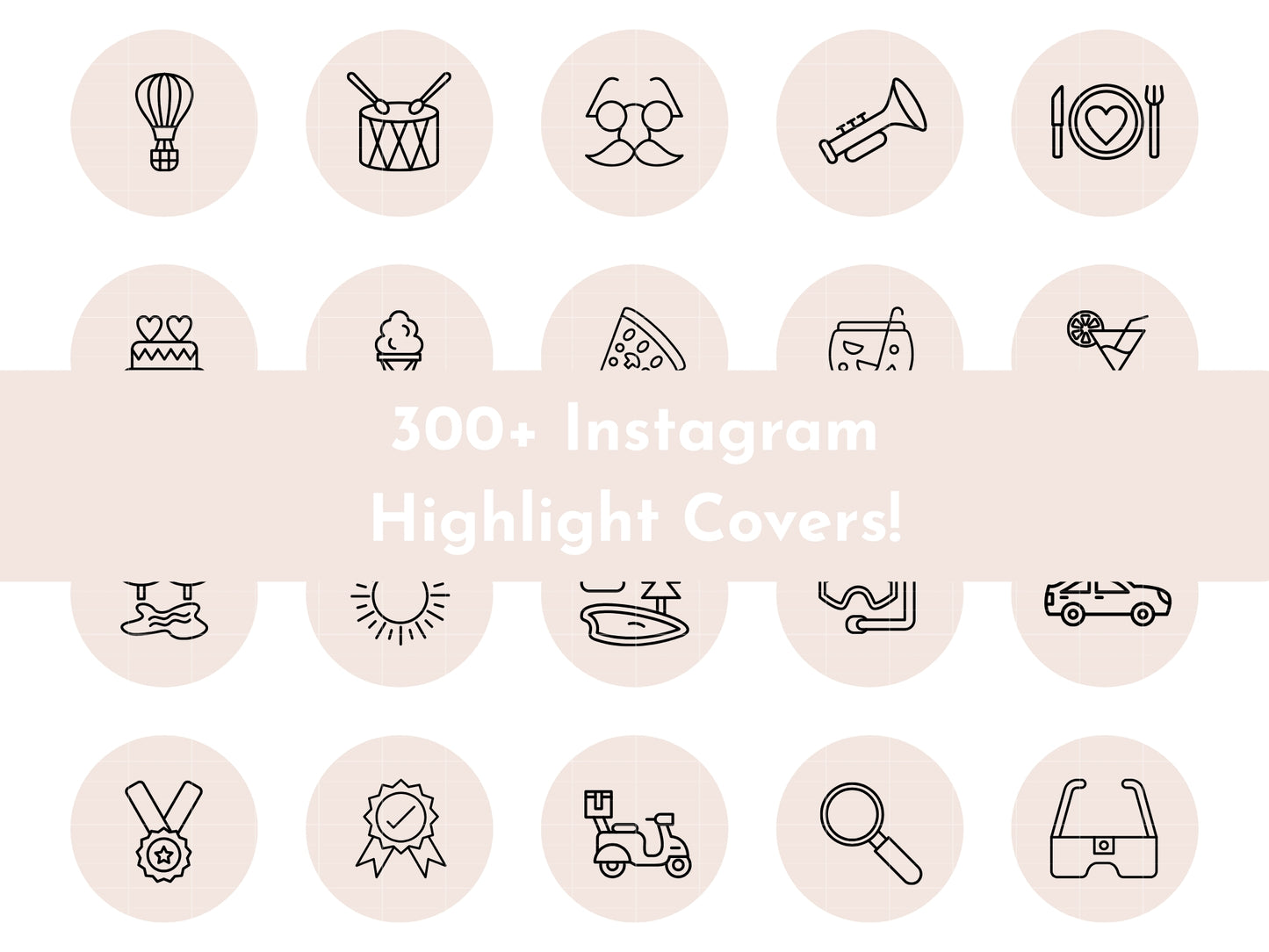 300+ Light Pink Line Art Instagram Highlight Cover Icons