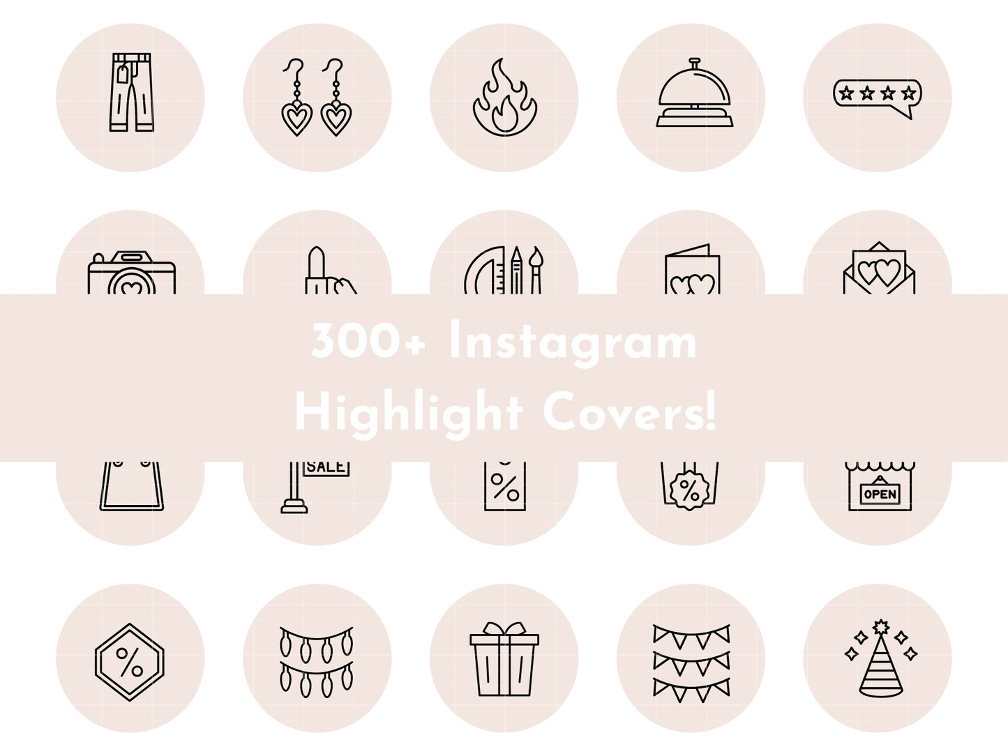 300+ Light Pink Line Art Instagram Highlight Cover Icons