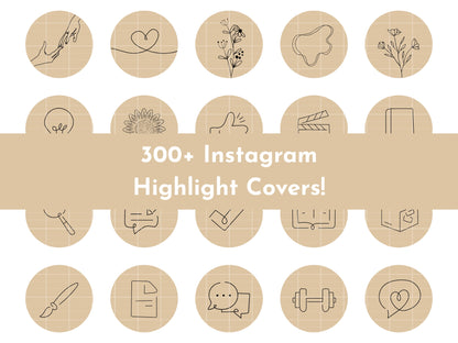 300+ Beige Line Art Instagram Highlight Cover Icons