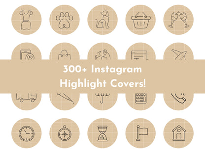 300+ Beige Line Art Instagram Highlight Cover Icons