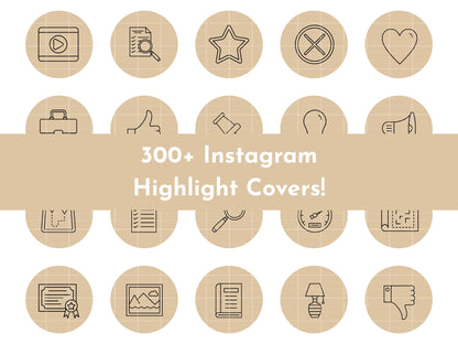 300+ Beige Line Art Instagram Highlight Cover Icons