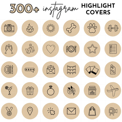 300+ Beige Line Art Instagram Highlight Cover Icons
