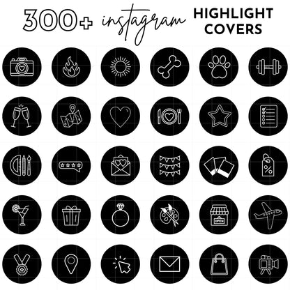 300+ Black Line Art Instagram Highlight Cover Icons