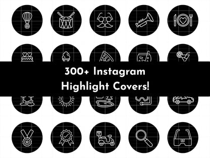 300+ Black Line Art Instagram Highlight Cover Icons