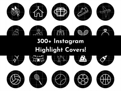 300+ Black Line Art Instagram Highlight Cover Icons