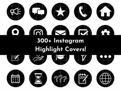 300+ Black Line Art Instagram Highlight Cover Icons