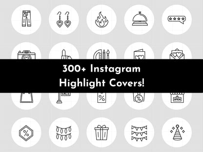 300+ White Line Art Instagram Highlight Cover Icons