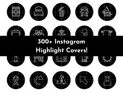 300+ Black Line Art Instagram Highlight Cover Icons