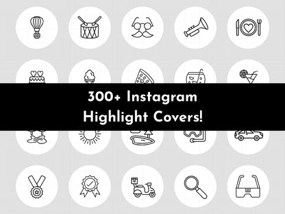 300+ White Line Art Instagram Highlight Cover Icons