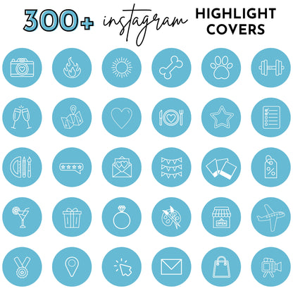 300+ Blue Line Art Instagram Highlight Cover Icons