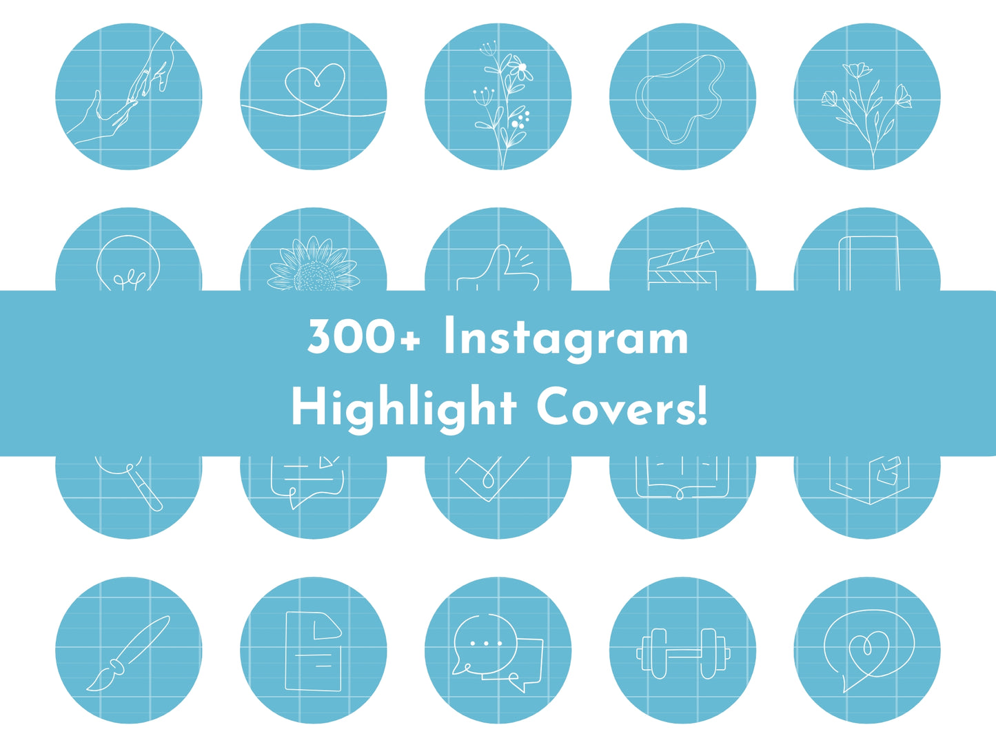 300+ Blue Line Art Instagram Highlight Cover Icons