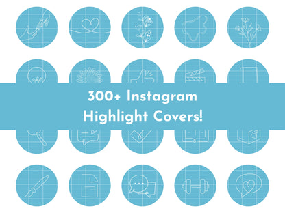 300+ Blue Line Art Instagram Highlight Cover Icons