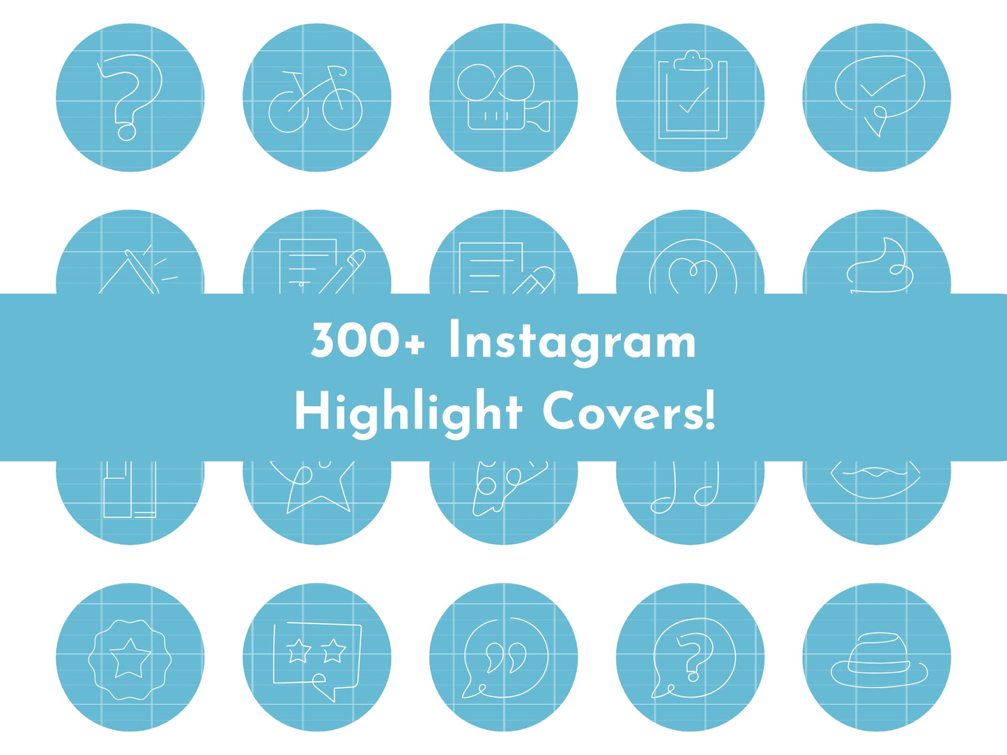 300+ Blue Line Art Instagram Highlight Cover Icons