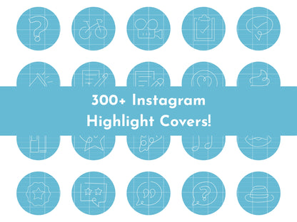 300+ Blue Line Art Instagram Highlight Cover Icons