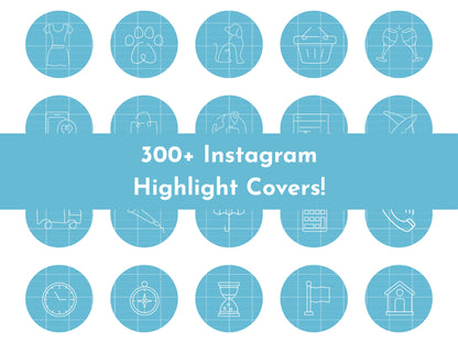 300+ Blue Line Art Instagram Highlight Cover Icons