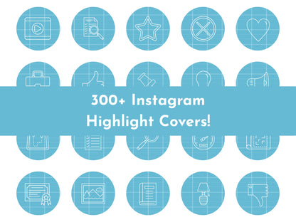 300+ Blue Line Art Instagram Highlight Cover Icons