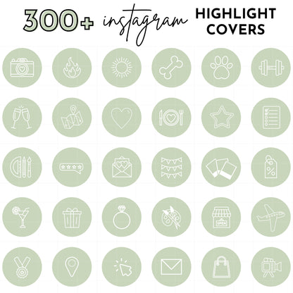 300+ Sage Green Line Art Instagram Highlight Cover Icons
