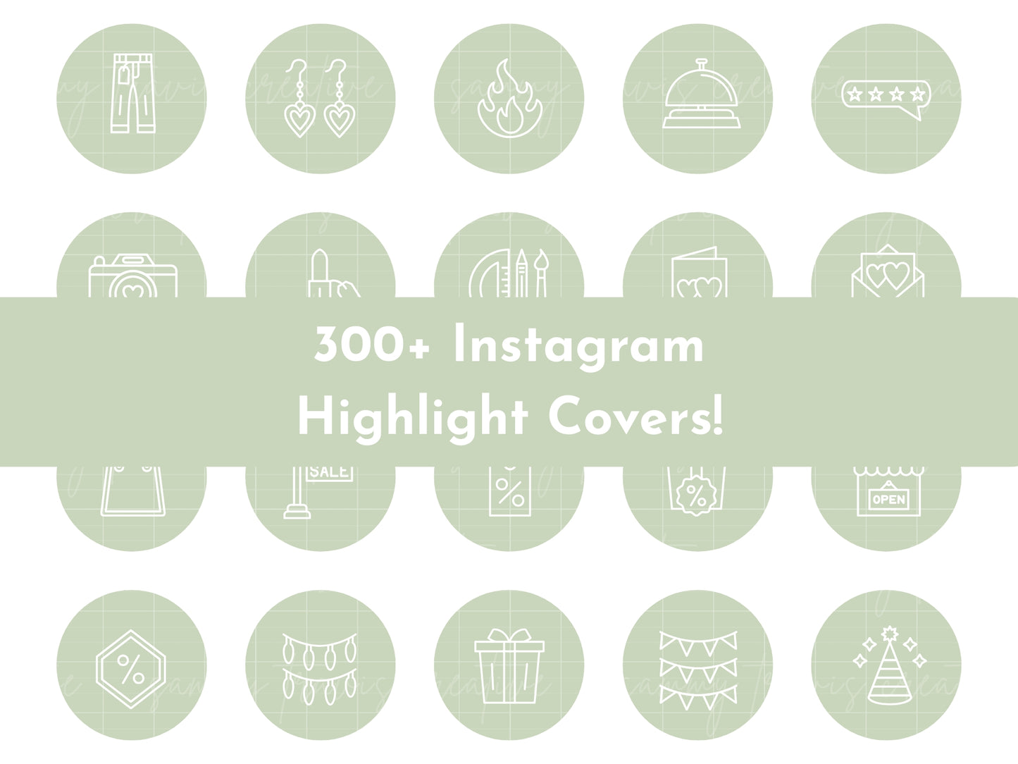 300+ Sage Green Line Art Instagram Highlight Cover Icons