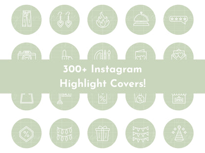 300+ Sage Green Line Art Instagram Highlight Cover Icons