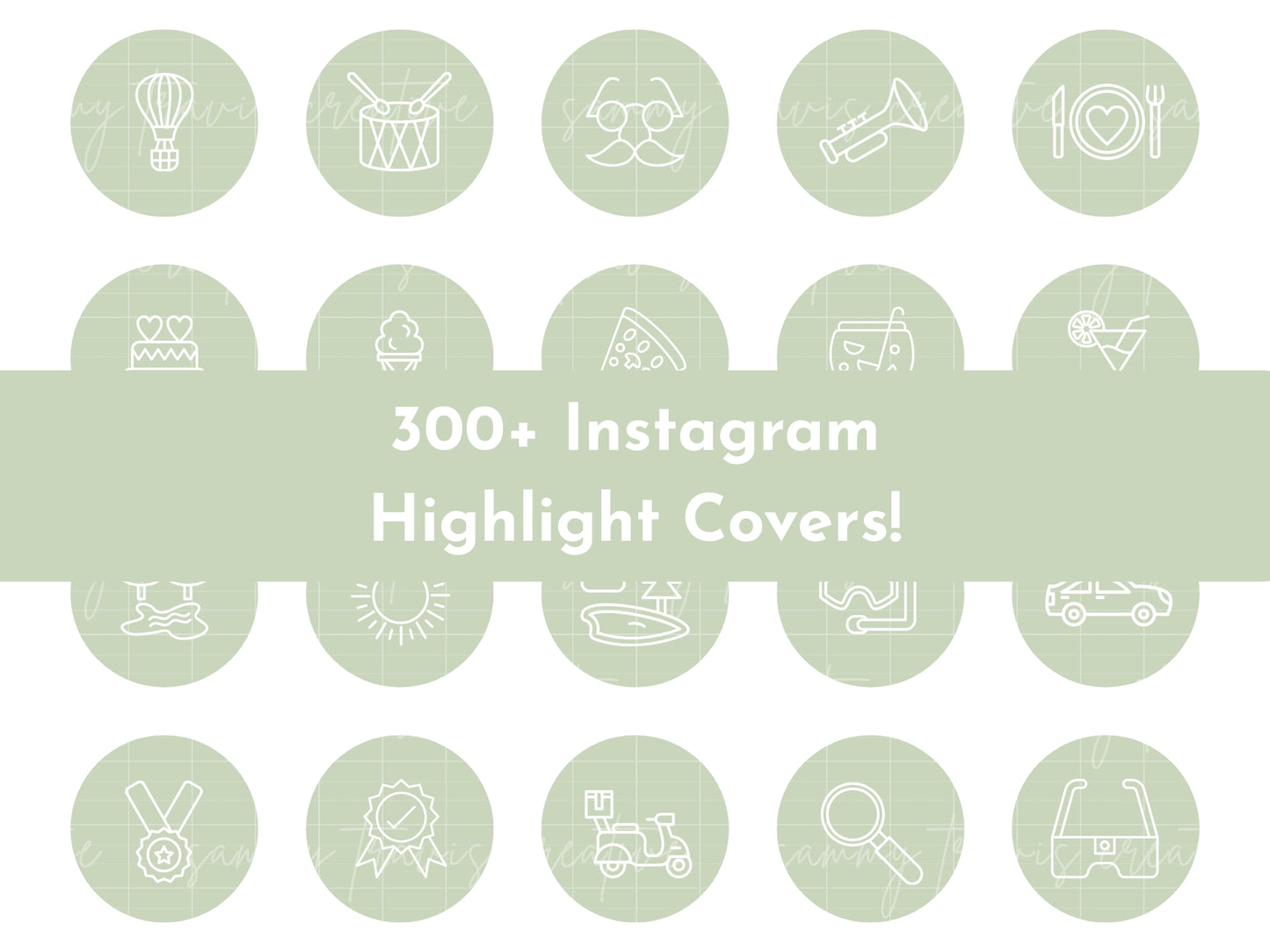 300+ Sage Green Line Art Instagram Highlight Cover Icons