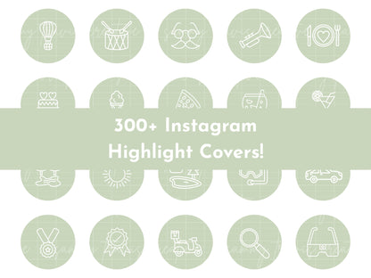 300+ Sage Green Line Art Instagram Highlight Cover Icons