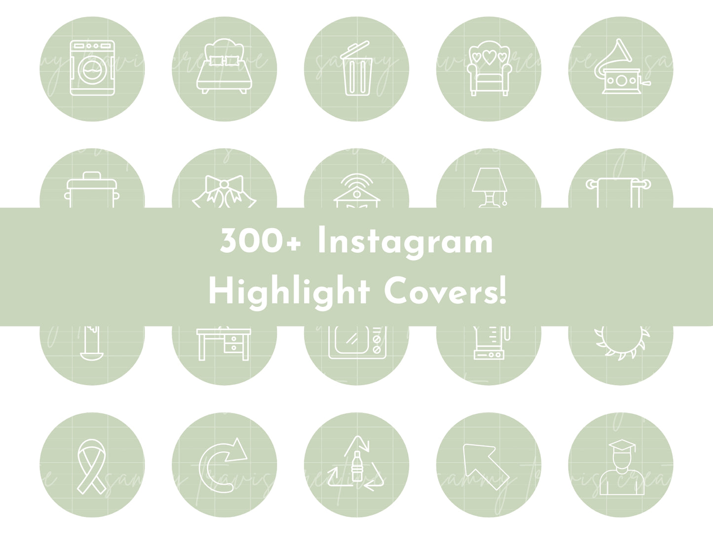 300+ Sage Green Line Art Instagram Highlight Cover Icons