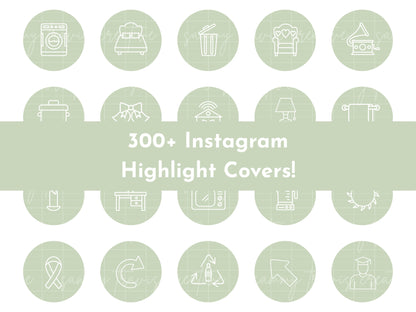 300+ Sage Green Line Art Instagram Highlight Cover Icons