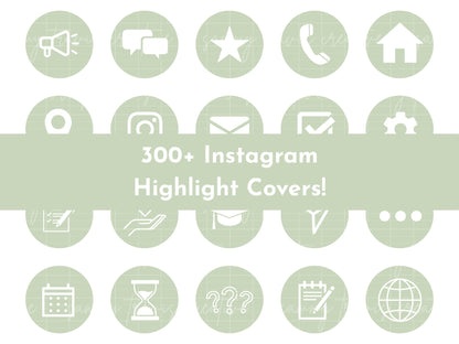 300+ Sage Green Line Art Instagram Highlight Cover Icons
