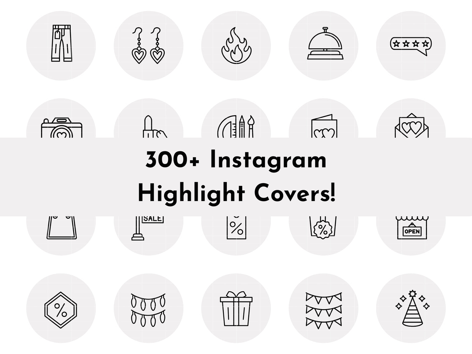 300+ Light Grey Line Art Instagram Highlight Cover Icons