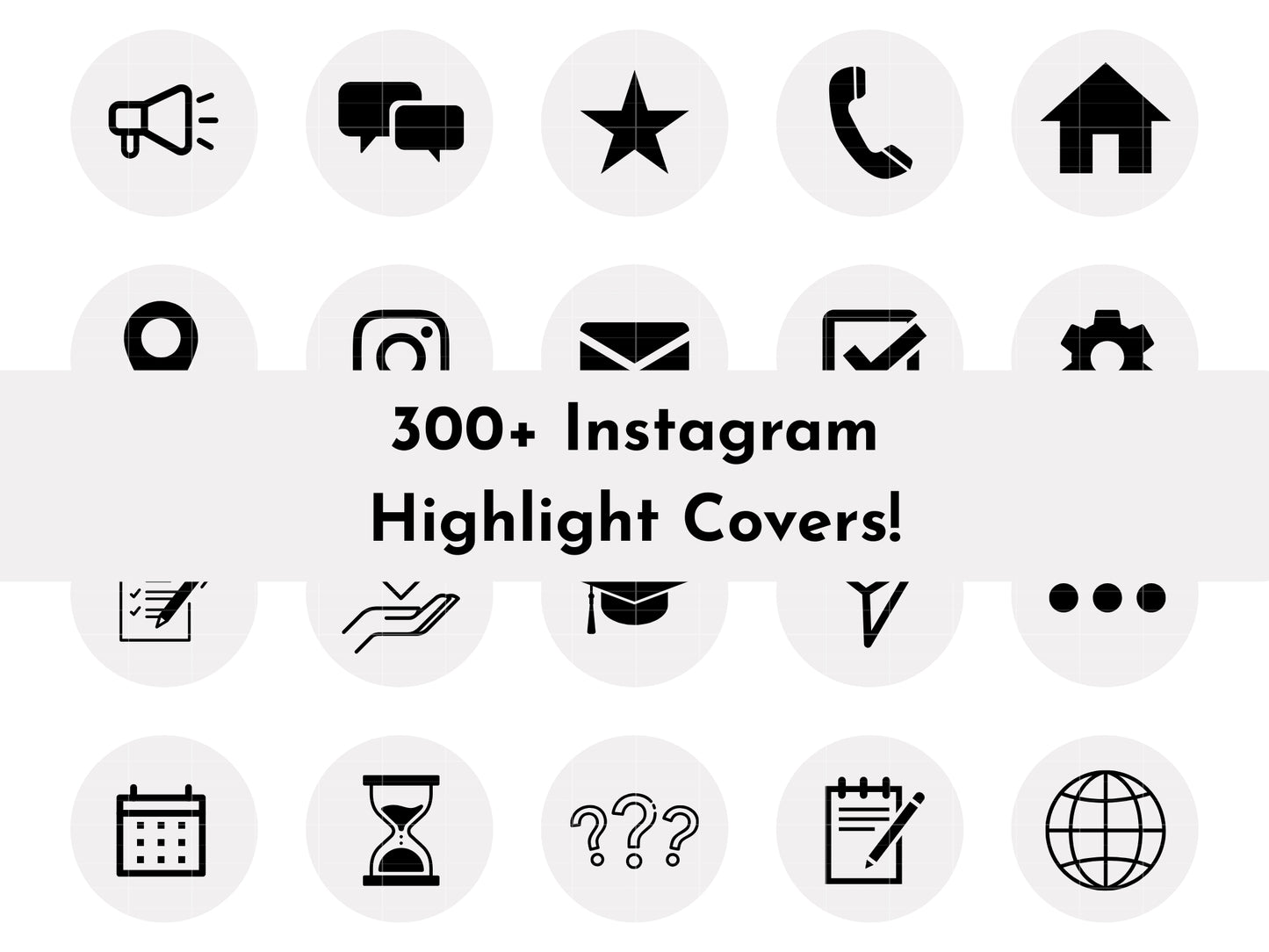 300+ Light Grey Line Art Instagram Highlight Cover Icons