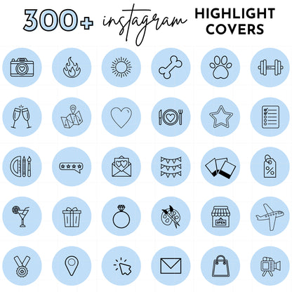300+ Light Blue Line Art Instagram Highlight Cover Icons