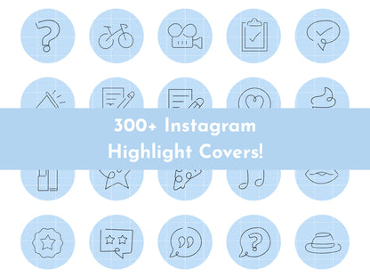 300+ Light Blue Line Art Instagram Highlight Cover Icons
