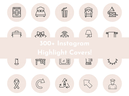300+ Light Pink Line Art Instagram Highlight Cover Icons