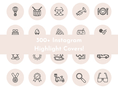 300+ Light Pink Line Art Instagram Highlight Cover Icons