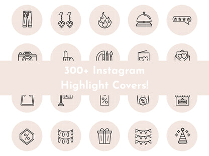 300+ Light Pink Line Art Instagram Highlight Cover Icons