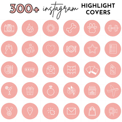 300+ Pink Line Art Instagram Highlight Cover Icons