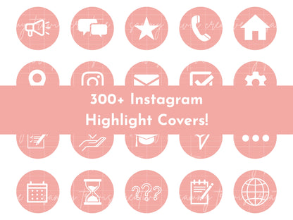 300+ Pink Line Art Instagram Highlight Cover Icons