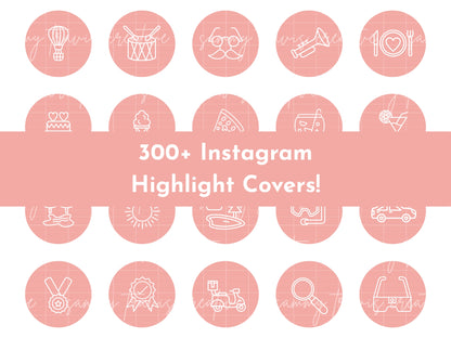 300+ Pink Line Art Instagram Highlight Cover Icons