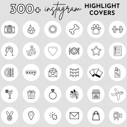 300+ White Line Art Instagram Highlight Cover Icons