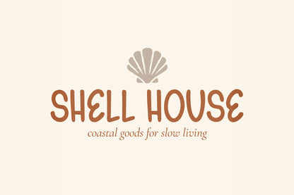 Shell House coastal brand logo created with Gelato Daydreams, a handmade display font with playful irregular lettering for boutique branding and creative logo design.