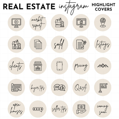 120+ Beige Neutral Real Estate Instagram Highlight Icons