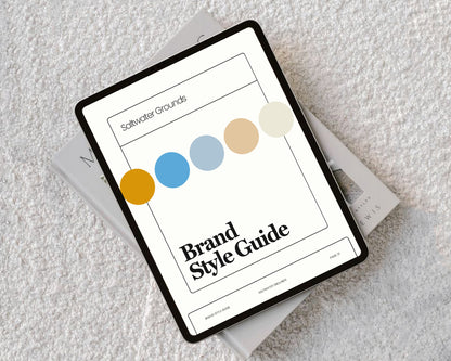 Canva brand style guide template showing a complete overview of fonts, colors, and logos.