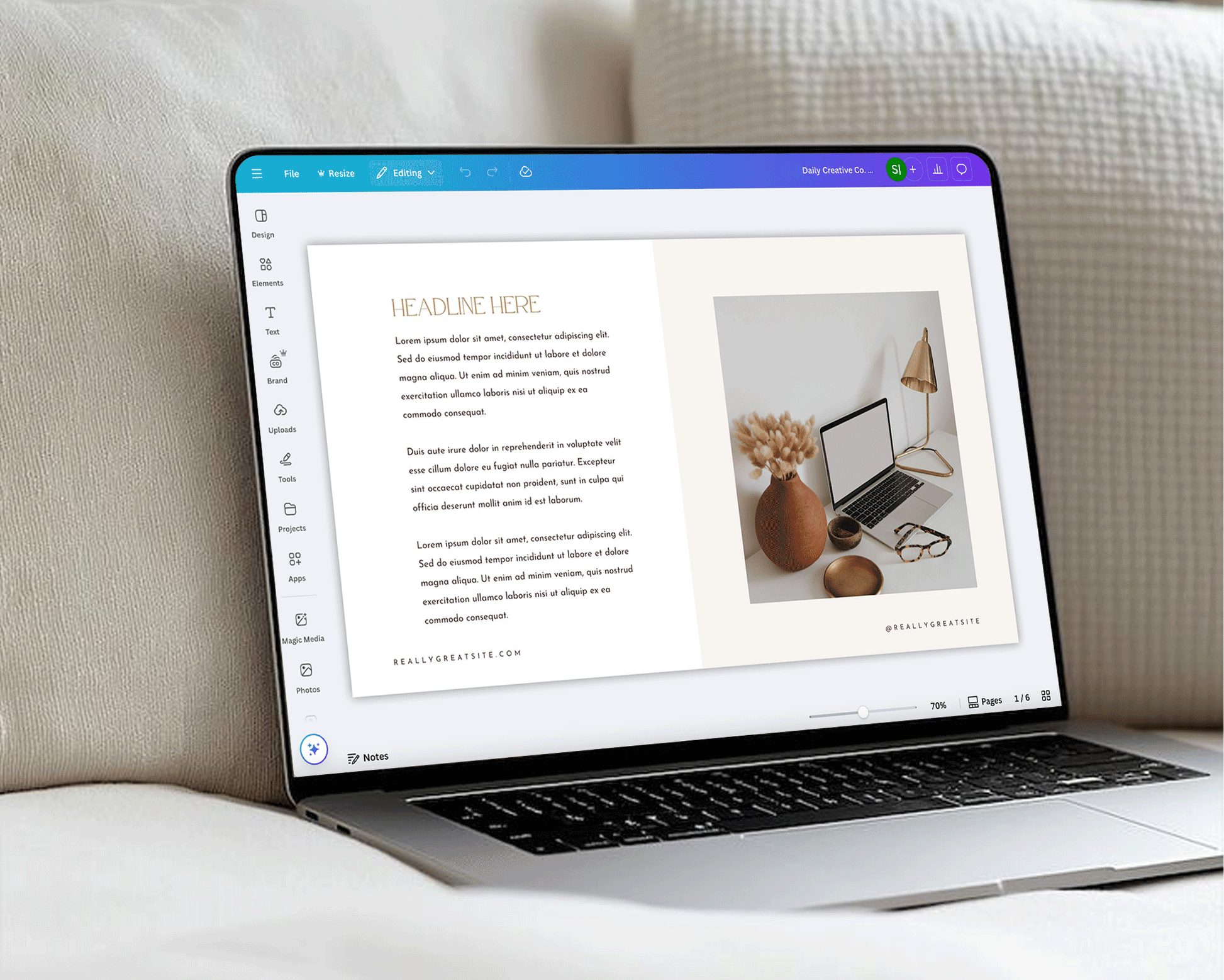 Canva slide deck template for entrepreneurs with a clean, modern cover slide design.