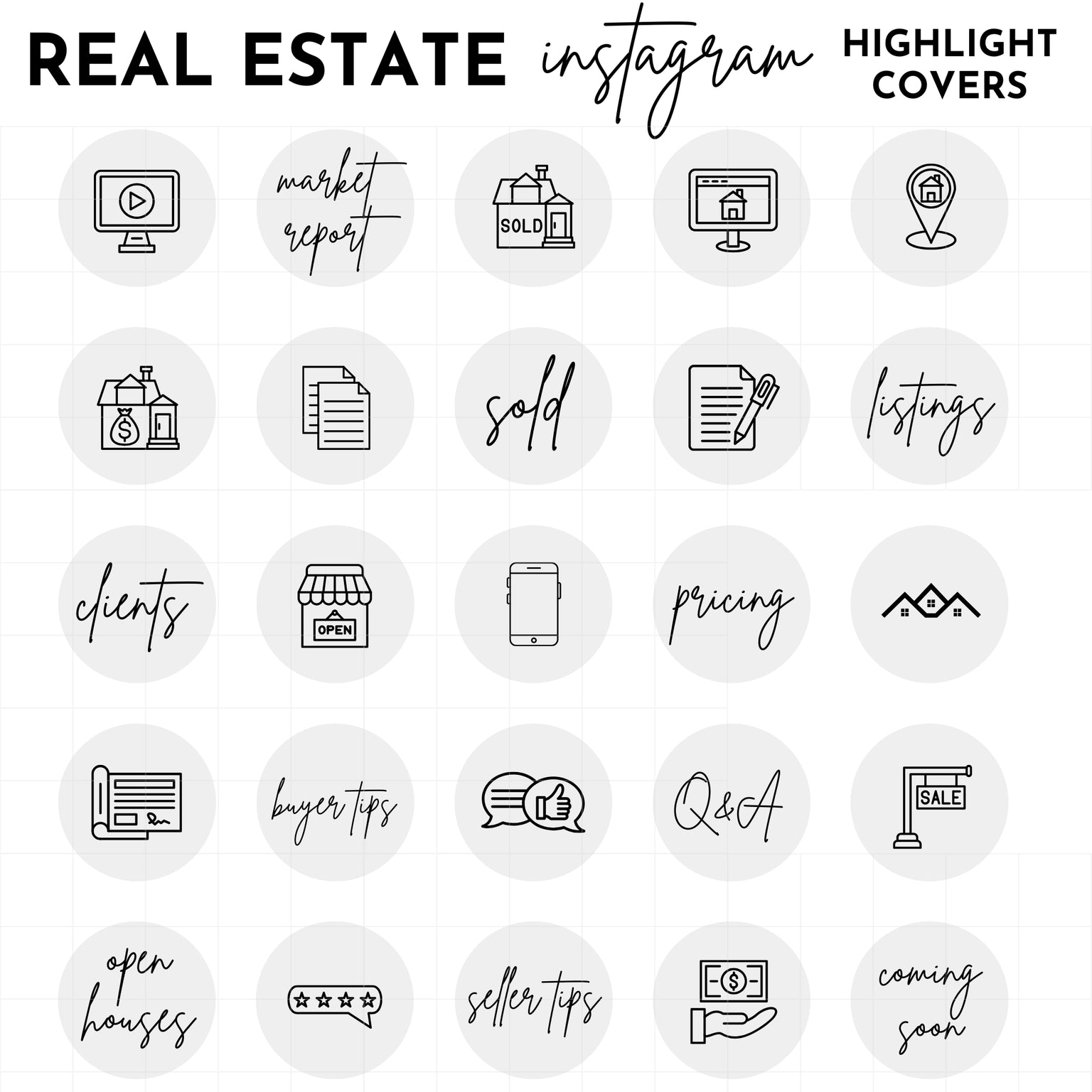 120+ Light Grey Real Estate Instagram Highlight Icons