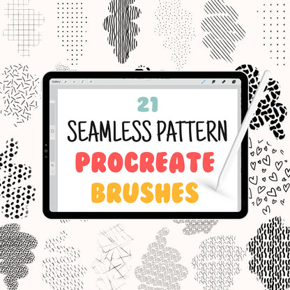 21 Seamless Pattern Procreate Brushes – Stamp & Texture Brush Set for iPad