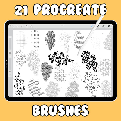 21 Seamless Pattern Procreate Brushes – Stamp & Texture Brush Set for iPad