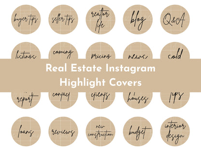 120+ Tan Neutral Real Estate Instagram Highlight Icons