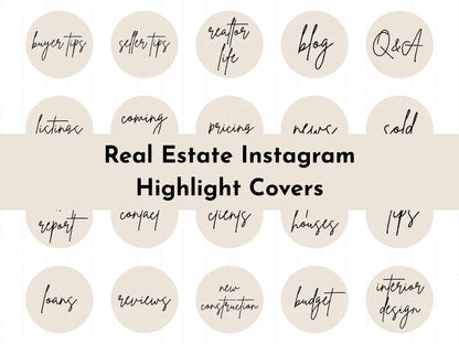 120+ Beige Neutral Real Estate Instagram Highlight Icons