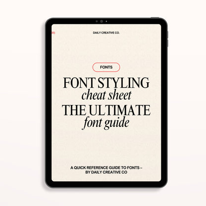 Printable font styling cheat sheet that teaches spacing, scale, and contrast so your graphics look cohesive across social media and websites.